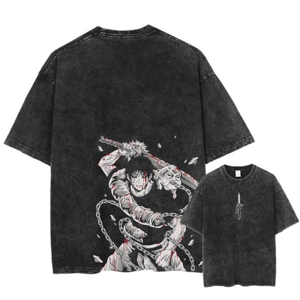 Anime Printed Streetwear Vintage Washed T-shirt Men Harajuku - Image 12