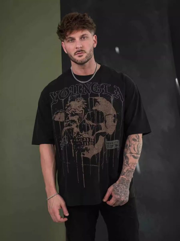 Summer American Skull Short Sleeve Loose T-shirt for Men - Image 11