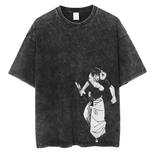 Anime Printed Streetwear Vintage Washed T-shirt Men Harajuku - Image 14