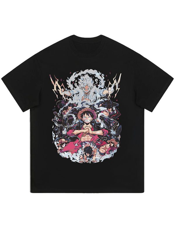 Heavyweight washing T-shirt Dark black printing anime trendy ins new Harajuku loose retro China-Chic T-shirt men - Image 6