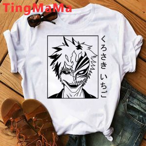 Hot Japanese Anime Bleach T Shirt Men Kawaii Kurosaki Ichigo